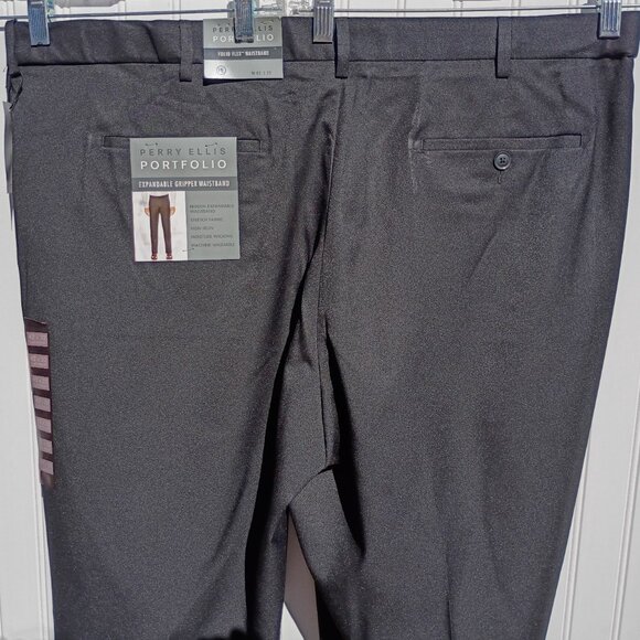 PERRY ELLIS Dress Pants Mens 42 x 32 Black Slacks Folio Flex Waistband Portfolio - Picture 5 of 15